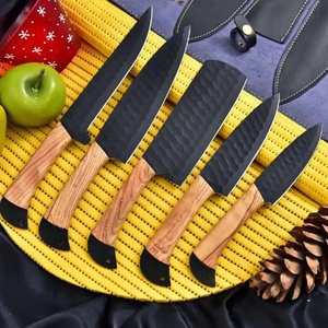 Jexmoo profesional 5 uds hecho a mano de acero al carbono Chef cuchillo conjunto con mango de madera cuchillos de cocina personalizados para chefs y cocineros - Product Image 1