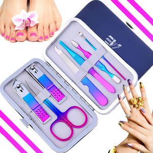 Ensemble de manucure 7 pièces, kit de coupe-ongles, outils de coupe d'ongles en acier inoxydable, kit de toilettage portable, (étui luxueux multicolore) - Product Image 3