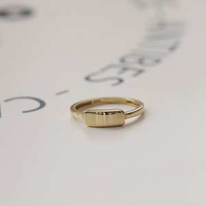 Elegante anillo minimalista de oro de 14 quilates para mujer, diseño étnico con rectángulo y estilo clásico, Festival IGI Certificado de bodas, regalo delicado - Product Image 4