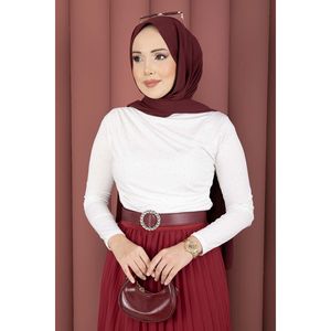 Body en tissu écru Sandy pour femme avec détails en pierres - Product Image 1