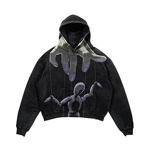 Sudaderas con capucha personalizadas de alta calidad American High Street Retro Thermal Men Denim Hoodies Loose Pullover Fashion Hoodie Denim Jacket - Product Image 3