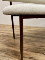 Banc de salle à manger rembourré durable au design Japandi Wabi-Sabi moderne, revêtement en coton, pieds en fer, garantie, usage domestique et commercial