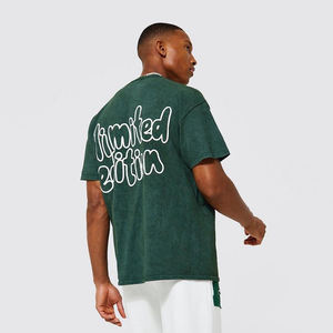 T-shirt surdimensionné pour homme en coton biologique, fabricant de t-shirts streetwear hip-hop, t-shirt vierge délavé à l'acide, logo personnalisé - Product Image 5