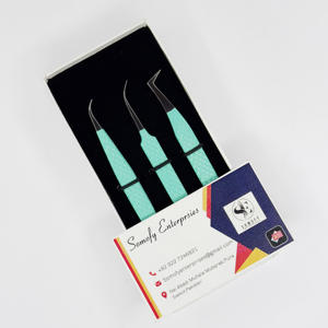 Pince à épiler d'extension de cils à pointe en fibre vert clair avec logo personnalisé - Product Image 4