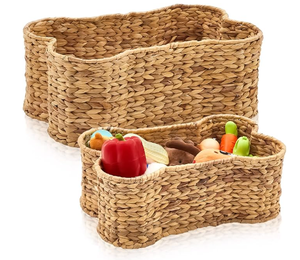 Panier de rangement en jacinthe d'eau tissé à la main en forme d'os de chien pour les jouets et les accessoires Organisateur écologique de style campagnard en provenance du Vietnam - Product Image 5