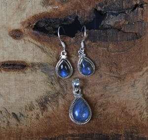 925 argent Sterling Labradorite pierres précieuses boucles d'oreilles pendentif ensemble bijoux à la main en argent Boho Style bijoux pour femmes cadeau de mariage - Product Image 5