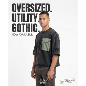 เสื้อยืดโอเวอร์ไซส์ทรงหลวม แบรนด์ OEM ผ้าเฟรนช์เทอร์รี่หนา 420GSM ซักย้อมสีแบบแอซิดวอช ตกแต่งลายกราฟิกสำหรับผู้ชาย พร้อมกระเป๋าอเนกประสงค์ถอดได้ ไซส์พลัส - Product Image 5