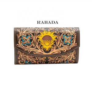 New Western Style Coloured Tooled Leather Clutch Women Designed Purse Hot Selling Compact Size Tooled Leather <b>Wristlet</b> Clutches - Product Image 1