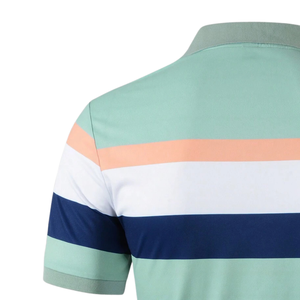 เสื้อโปโลผู้ชายสีเขียวมิ้นท์สีขาวลายทางสีกรมท่าแขนสั้นระบายอากาศได้ดีแห้งเร็วน้ำหนักเบาสบายๆกอล์ฟเทนนิสฤดูร้อนเสื้อถัก - Product Image 3