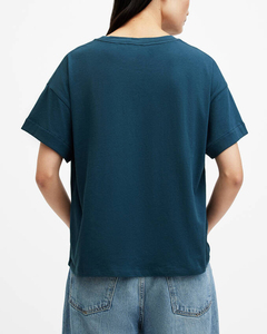 Camiseta con estampado de logotipo personalizado de algodón orgánico 100% de alta calidad, Camiseta con cuello redondo para mujer - Product Image 3