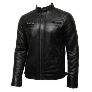Otoño Invierno Vintage Casual chaqueta de cuero abrigo para hombres invierno Motor Biker Bomber chaqueta con bolsillos diseño chaqueta para hombres - Product Image 1