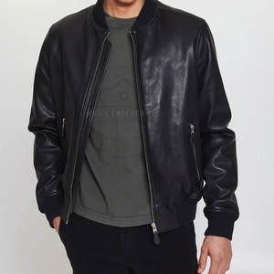 Chaqueta de bombardero de cuero de invierno para hombre de High Street Diseño personalizable Suministro directo de fábrica-Cuero de piel de vaca - Product Image 2