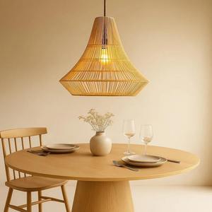 โคมไฟหวายตกแต่งทำมือ แขวนเพดาน สไตล์โบโฮ แสงธรรมชาติ ตกแต่งบ้าน - Product Image 5