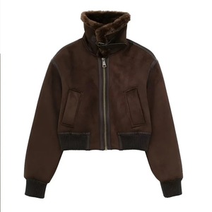 Men's Street Style Genuine Leather Canvas Cool Jacket Retro Lapel Long Sleeves Zipper Outerwear Breathable Waterproof <b>Brown</b> Tops - Product Image 2