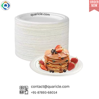 Assiettes jetables modernes haut de gamme en bagasse écologique, 6 pouces, blanc naturel, pour mariages, anniversaires et événements