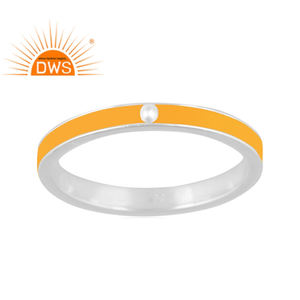 Best Selling Fine Sterling Silver <b>Yellow</b> Enamel Band Ring Custom Jewelry For Women Gift For Her - Product Image 1