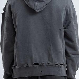 Sudadera con Capucha Extra Grande para Hombre, Lavada a la Piedra, Estilo Desgastado, de Algodón, Felpa Francesa, Sudadera con Capucha de Alta Calidad para Hombre - Product Image 4