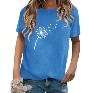 เสื้อยืดคอกลมสำหรับผู้หญิงทำจากผ้าฝ้ายสีพื้นพิมพ์ลายสี100% เป็นมิตรต่อสิ่งแวดล้อม - Product Image 4