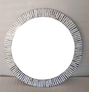 Miroir mural de haute qualité avec cadre en incrustation d'os rond, design moderne, bois, décoration traditionnelle pour la maison avec incrustations en résine de bonne qualité - Product Image 4