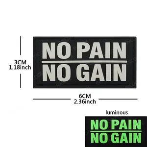 Patchs de broderie 3D en caoutchouc PVC blanc lueur foncé sans douleur sans gain Proverbe effort Phrases de motivation Badges réfléchissants sans douleur - Product Image 2