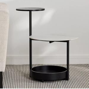 Table basse moderne en acier rond marbré doré pour salon Patio Jardin Bistro Balcon Table d'appoint extérieure - Product Image 5