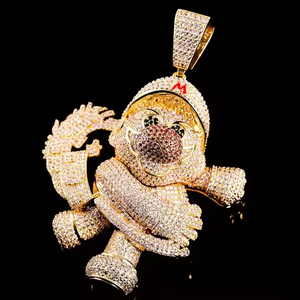 Collar Personalizado con Colgante de Dibujos Animados de 3 Pulgadas, Chapado en Plata 925, Collar Único con Piedras, Regalo Personalizado para Él, Compromiso, Boda, Fiesta - Product Image 1