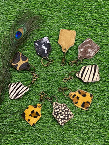 Nouveauté porte-clés en cuir de vachette porte-clés en cuir imprimé vache léopard porte-clés élégants - Product Image 4