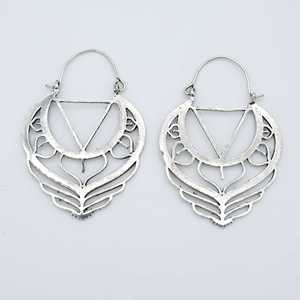 Vente en gros 925 argent Sterling feuille boucle d'oreille Mandala géométrique cerceaux accessoire de mode pour les femmes cadeau - Product Image 1