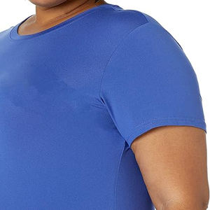 T-shirt pour femme en polyester, motif en maille douce, séchage rapide, sensation flexible, courbe respirante, couche légère, soutien léger, adaptée aux climats chauds - Product Image 2