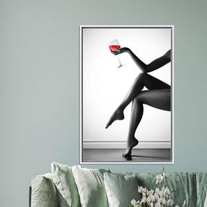 Printed <b>Canvas</b> Artwork: Elegant Bedroom Decor for Wine Lovers,White <b>Framed</b> - Product Image 1