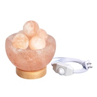 Lámpara de Sal Rosa del Himalaya Natural con Base de Madera Tallada, Ecológica, Estilo Náutico, Hecha a Mano y Personalizada para el Hogar