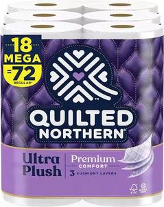 Quilted Northern Ultra Plush Fluff Pulp Material Toilet <b>Paper</b> 18 Mega <b>Rolls</b> = 72 Regular <b>Rolls</b> Made in Germany - Product Image 3
