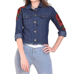 Veste en jean décontractée à manches longues pour femmes respirante et élégante avec rembourrage en coton Prix de conception OEM personnalisé - Product Image 5