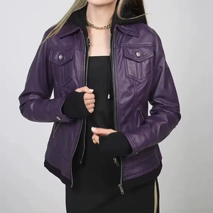 Outerwear Style Sleek Finish Classic Genuine <b>Women</b> <b>Leather</b> <b>Bomber</b> <b>Jacket</b> with Cotton Filling Waterproof <b>for</b> All-Season Fashion - Product Image 5