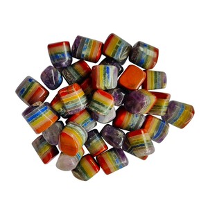 Sept Chakra cristal dégringolé pierre Agate pierre précieuse Reiki guérison en vrac galet sculpté Technique approvisionnement en gros - Product Image 1