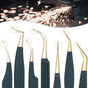 Pinzas Profesionales de Precisión para Pestañas, Negras y Doradas, de Acero Inoxidable de Alta Precisión, Punta Fina Antiestática para Extensión de Pestañas - Product Image 6