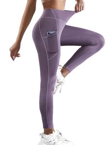 Women's High Waist Yoga Pants Stretch <b>Leggings</b> with <b>Pockets</b> for Fitness & Running Solid Color Breathable Sportswear - Product Image 5