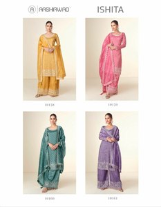 Este Salwar Kameez de inspiración nupcial está hecho de tejido PREMIUM TISSUE CRUSH con adornos de piedra bordados a mano - Product Image 2