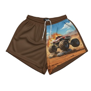 Short de camionneur bicolore avec logo personnalisé en gros direct d'usine avec poche zippée Short de football à double couture - Product Image 2