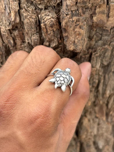 Anillo de Plata de Ley 925 con Diseño de Tortuga Hecho a Mano, Joyería de Animales Marinos, Estilo Playero, Anillo de Plata, Regalo Único para Mujeres en su Cumpleaños - Product Image 3