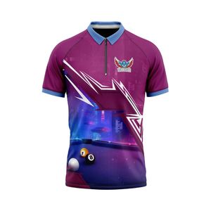 Polos de billard personnalisés de haute qualité pour hommes Ensembles d'équipe de billard avec maillot de billard imprimé par sublimation - Product Image 2