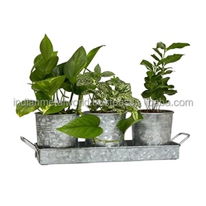 Set of 3 galvanized planters iron made customized planters and flower vases at low price for garden decor - Product Image 1