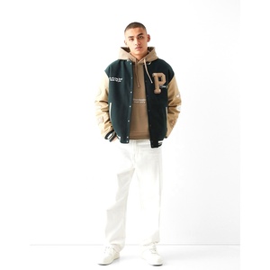 Vestes de baseball vintage pour hommes, brodées, en laine, manches en cuir, logo personnalisé, capuche en toile, coupe-vent, écologiques - Product Image 4