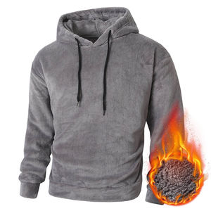 Sudadera con capucha de piel para hombre con bolsillos de canguro, jersey de manga larga, cálido invierno con capucha de piel - Product Image 1