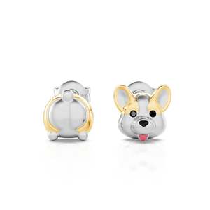 Jeulia Corgi Dog Mismatched Sterling <b>Silver</b> <b>Stud</b> Earrings for Kids Gift - Product Image 1