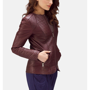 Mesdames Veste en cuir véritable personnalisée nouvelle conception à bas prix Veste en cuir de vachette pour femmes - Product Image 2