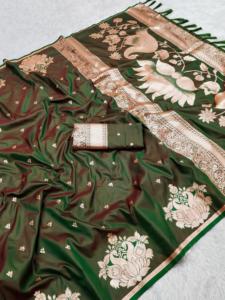 Soft Banarasi Silk Saree with Zari Weaving Indian & Pakistani Clothing - Product Image 2