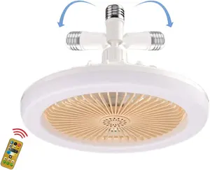 E27 télécommande 360 degrés rotation ventilateur lampe avec lumières LED ventilateurs de plafond silencieux pour chambre salon intérieur