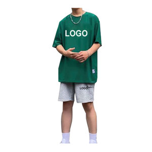 Ensemble T-shirt et short respirant grande taille pour homme style urbain en polyester/coton – Tenue de sport estivale - Product Image 5