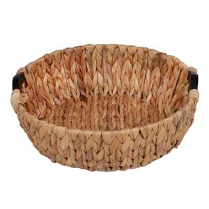 Water Hyacinth <b>Wicker</b> Round Nested Storage <b>Basket</b> 3-Piece Set <b>with</b> Wood <b>Handles</b>, Natural Color Customized Support, Round Tray - Product Image 4